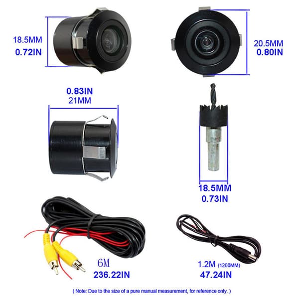 1080P Backup-kamera Universal Flushs Mount Reverse Rear Front Side View Camera För Bilar Fungerar Med Skärmar