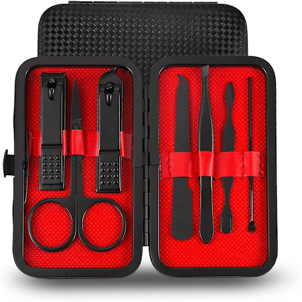Manikyr Set Personlig vård Nagelklippare, lyxig manikyr 7 i 1 professionell Red