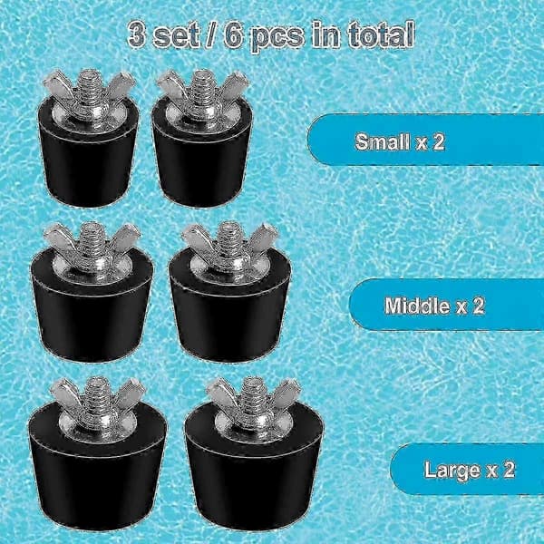 6-pack 3 storlekar poolvinterplugg för poolhål, expansionspluggar för ovanjordspoolskimmer, HY-26