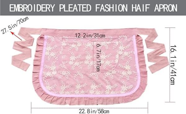 Unisex Kockförkläden Vit Retro Bomull Piga Kort 2 Fickor Midja Servitör Servitris Halvförkläde