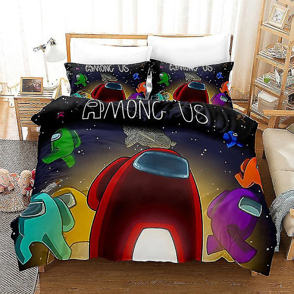 Au01 3d Printed Gama Among Us Sängkläder Set Cover Quilt Cover Örngott Enkel Dubbel Barn Julpresent US QUEEN 228x228cm