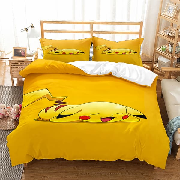3D digitaltryckt påslakanset med tecknad Pikachu - Hemtextilier PKQ22 140*200