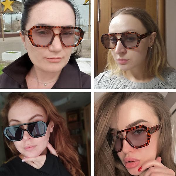 Solglasögon för damer Stor Båge Leopard Brun Glasögon Mode Lyx Solglasögon Herr Skuggor black