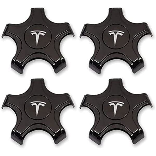 4-pak sorte og hvide Tesla Model 3 navkapsler til Aero H