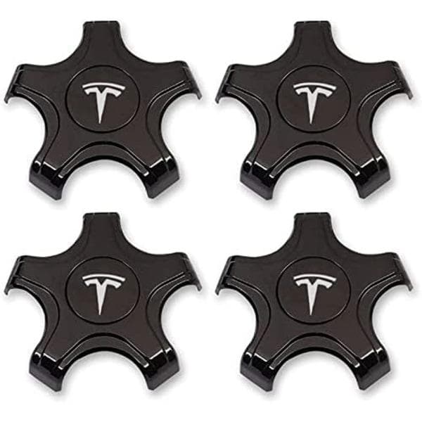 4-pakning svarte og hvite Tesla Model 3 navkapsler for Aero H