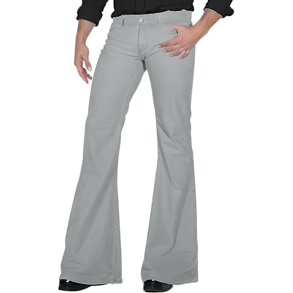 70'er Disco Bukser til Mænd Herre Bell Bottom Jeans Bukser 60'er 70'er Bell Bottoms Vintage Denim Bukser Jeans til Mænd A005-gray X-Large