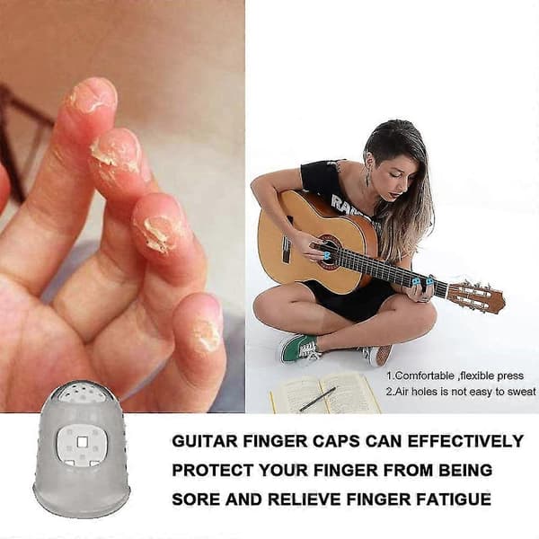gitarrfingerskydd i silikon, gitarrfingertoppar, fingerskydd, gitarrfingertoppsskydd, fingerskydd för ukulele, fingerskydd för bas Grey