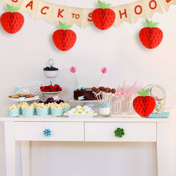 20 stk. 7 tommer æblevæv honningkage hængende røde papiræbledekorationer frugtdekoration til skolestart, babyshower, julefestdekoration