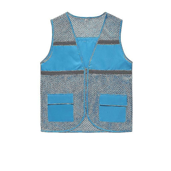 Dam Väst Hög Synlighet Reflex Väst Arbets Säkerhetsvästar Jacka Sky Blue M