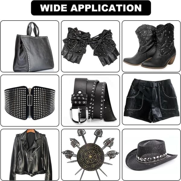 Leather Rivets 180 Pieces 3 Sizes Double Cap Rivets Tubular Metal Studs Rivets, with 3 Pieces Fixing Tools and Hole Punch Pliers