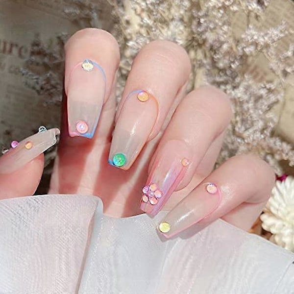 3D Godisfärgade Glaspärlor Nagelkonst Tillbehör Sjöjungfru Kristall Strass Nagelkonst Tillbehör Diamant Nagelkonst För DIY Nagelkonst Dekoration Nagelkonst