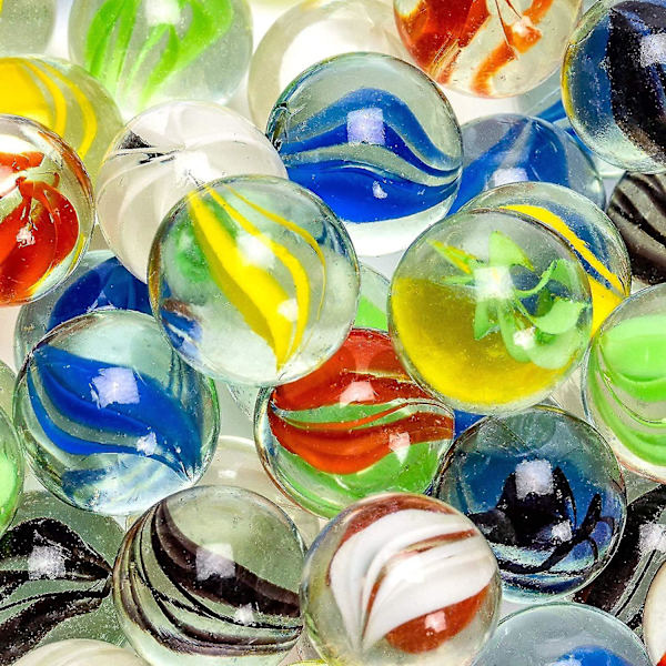 100 styks traditionelle assorterede farverige klassiske retro glaskugler Katteøjekugler Klassisk spillegetøj