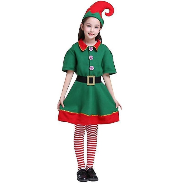 Familiematchende Barn Voksen Jul Elf Fancy Dress Xmas Cosplay Costume-9-11 år-jenter