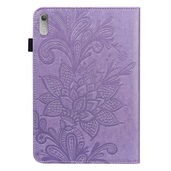 Til Lenovo Tab P11 Gen 2 prægning Dropsikkert tabletcover PU læder pungetui med stativ Purple