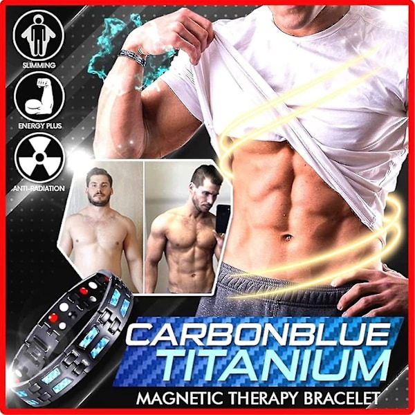 Titanium Power Magnetiskt Armband Kolblått Terapi Fit Plus Magnetoterapi Kroppsformade Armband
