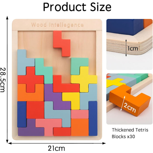 Montessori-leksaker för barn 3 4 5 6 år, transparent hjärngåta pussel leksak intelligens färgglada block, geometrisk pedagogiskt spel present till barn Wooden puzzle
