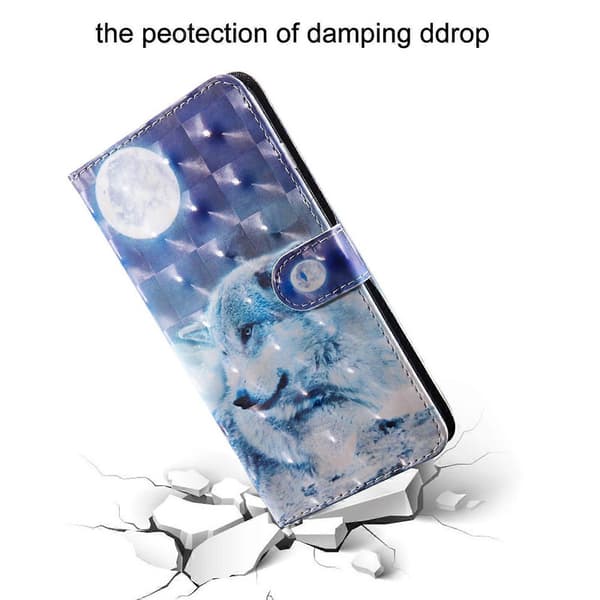 3D-målad Läderfodral med Färgglatt Mönster för iPhone 14 Plus Wolf