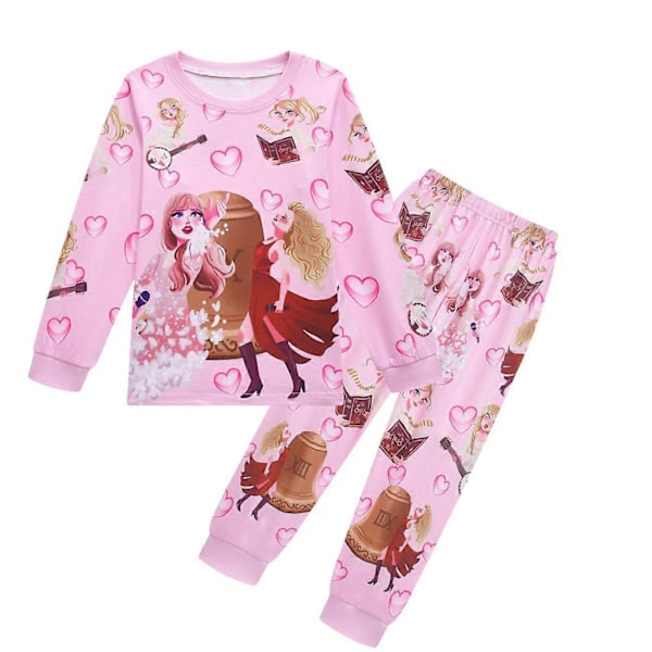 2024 Ny Taylor Swift Barnkläder för Flickor, Tvådelad Dräkt med Långärmad Topp och Byxor, Tryckt Pyjamas Set 19173 19173 Pink 140cm