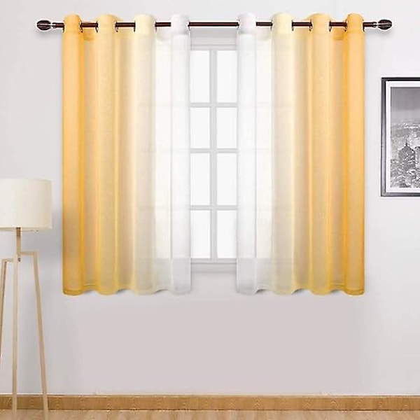 Fönstergardiner Topp Semi Sheers Semi Voile Gradient Grommet Topp Gardiner för Sovrum och Vardagsrum, 1 st paneler