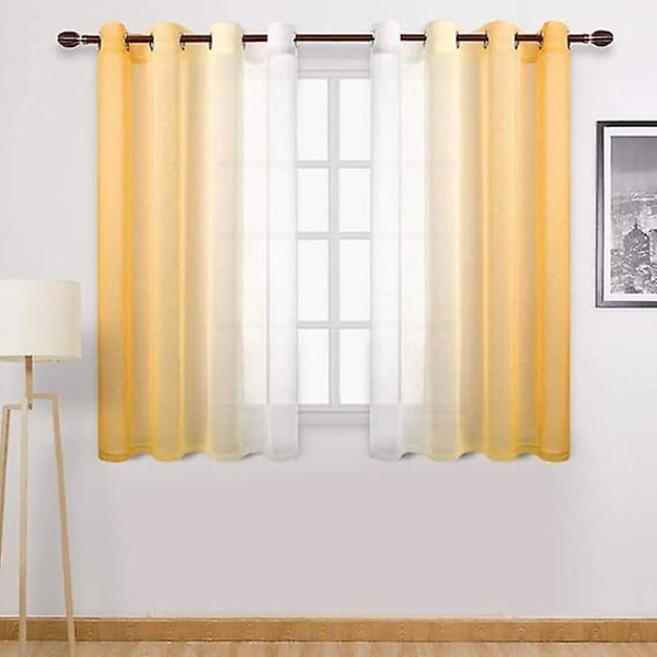 Vindue Gardin Top Semi Sheers Semi Voile Gradient Grommet Top Gardiner til Soveværelse og Stue, 1pc Paneler