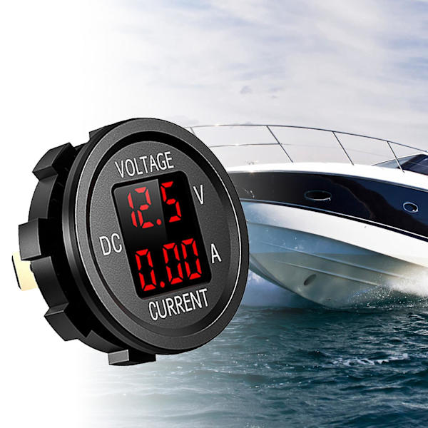 Digitalt voltmeter Amperemeter Universal Højpræcision Dual Led Display 12-24v Bilspændingsstrøm Monitorpanel til bil Green