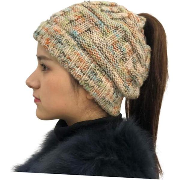 Damernas Beanie Stickad Ullhatt Charmig Hatt Stickad Ullmössa Damhatt Hattar för Kvinnor Beige