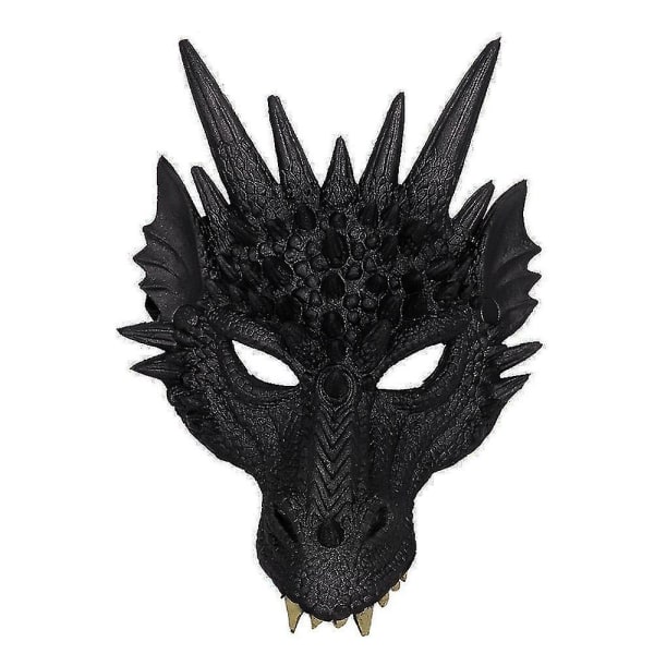 Halloween Cosplay Full Mask Adult Party Props 3D Dragon Mask Black