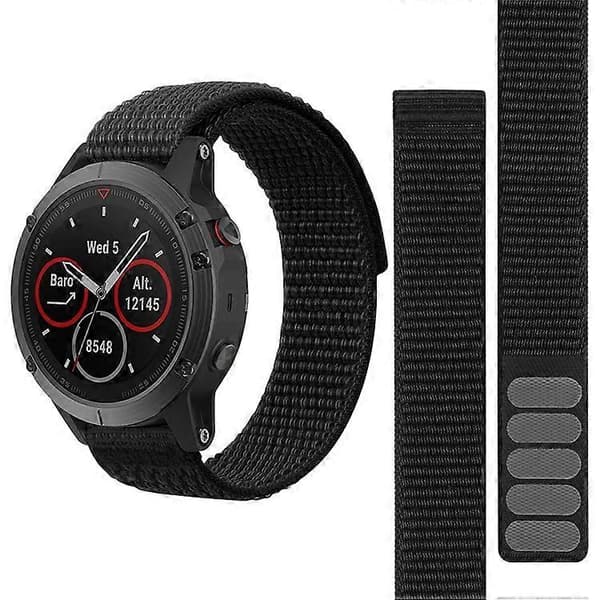 Kompatibel med Garmin Forerunner 965 / 955 / 945 / 935 Justerbar Urrem Syet Nylon Loop Håndledsrem Black
