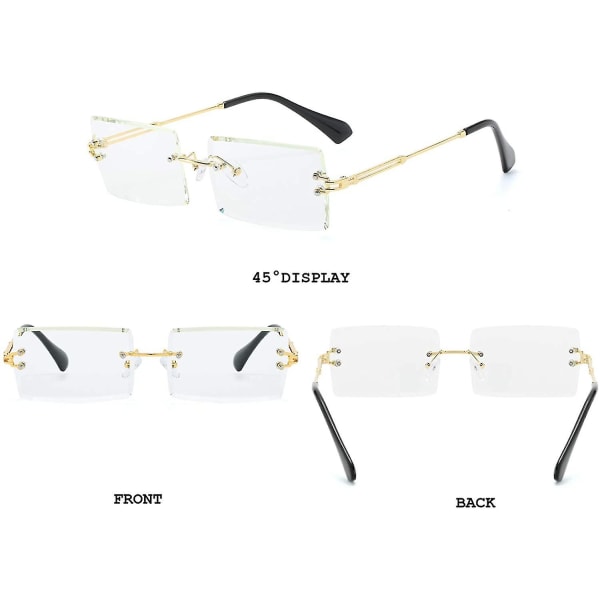 Kantløse rektangelsolbriller som er kompatible med kvinner/menn Ultralett metallinnfatning