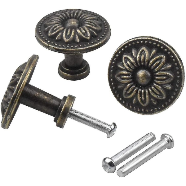 Xceedez vintage bronze skuffeknopper, 32 mm retro skuffegreb, skabsdørknapper, møbelknopper, kommodeknapper, skuffeknopper, sæt med 10 stk.