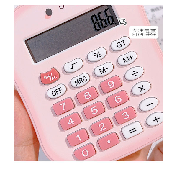 Standard lommeregner 12 cifre, skrivebordslommeregner med stort LCD-display til kontor, skole, hjem og erhvervsbrug Automatisk dvale. pink