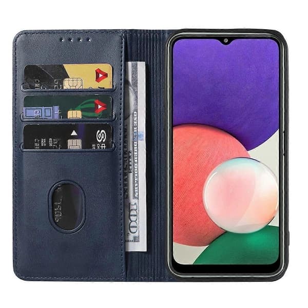 Magnetiskt läderfodral för Samsung Galaxy A22e Blue