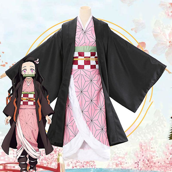 Anime Demon Slayer Kimetsu No Yaiba Cosplay-asu Kimono Kochou Shinobu Puku XL