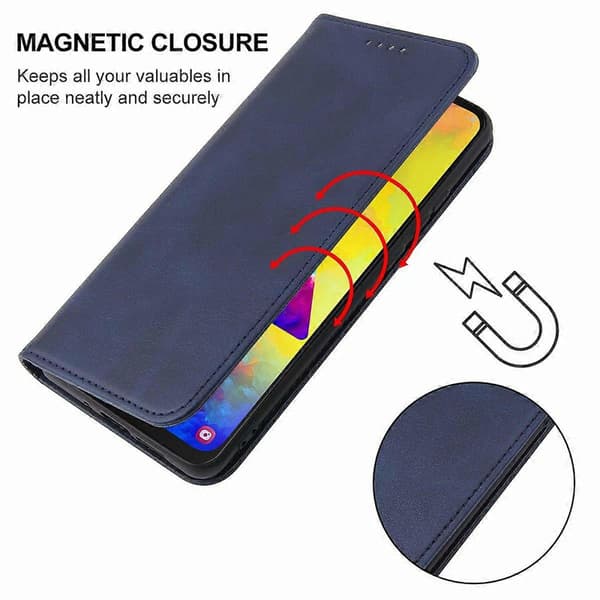 Magnetisk læder telefoncover til Samsung Galaxy M20 Blue