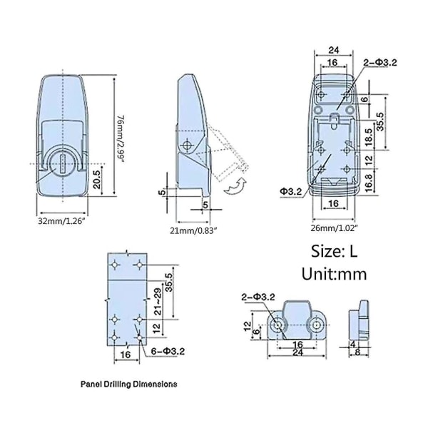 Työkalulaatikon Kaapin Toggle Hasp Catch -lukko avaimilla Stainless Steel L