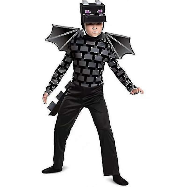 Minecraft Creeper Cosplay Kostym Jumpsuit för Barn Halloween Maskerad R_s 7-8 Years