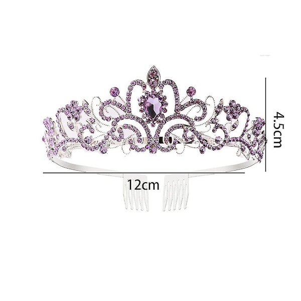 Tiara-kroner til kvinder og piger - Elegant prinsessekrone - Tiaraer til kvinder - Brude- og bryllupskrystalkrone - Tiara-hårtilbehør