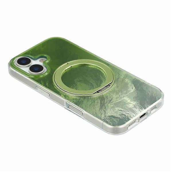 Kompatibel med iPhone 17-fodral Roterande ringstöd Aurora Gradient TPU Stötsäkert telefonfodral Green