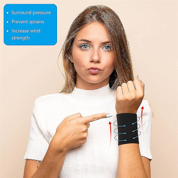 1 par kompressionsarmband för sportarmband med elastiska handledsarmband Black 2XL