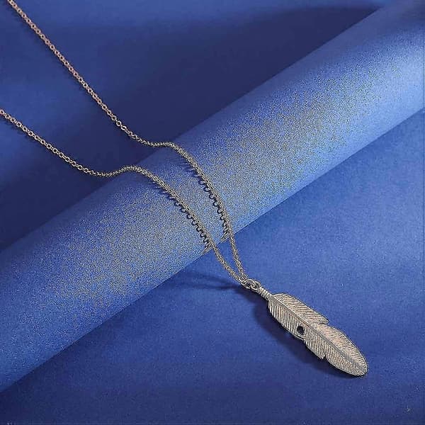 Boho-höyhenriipus kaulakoru pitkä lehtikaulakoru koru naisille ja tytöille Gold