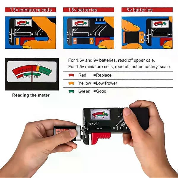 BT-168 /BT-168D Batteritestare Pekare/Digital Display Batterikontroll Volt Mät Universal för C D AA AAA 9V 15V Knappcell