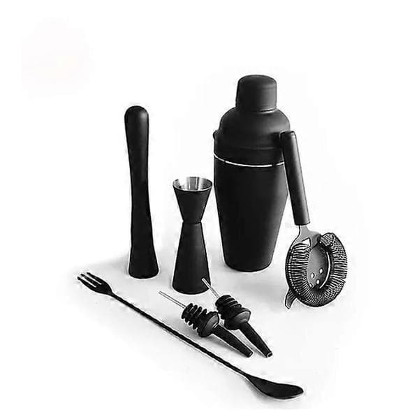 Cocktail Shaker Sæt - Mat Sort - Rustfrit Stål Sort Sort