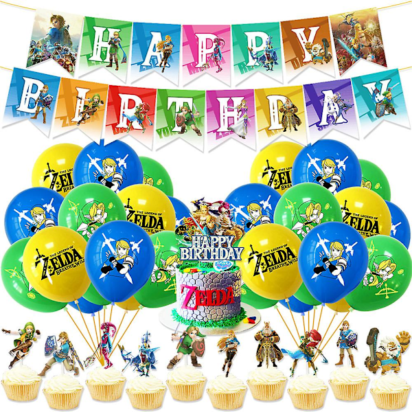 The Legend Of Zelda Spil Tema Fest Balloner Kit Cupcake Toppers Kage Dekoration Tilbehør Gunst