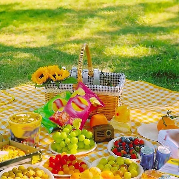 Vandtætte Foldbare Tæpper Opbevarlig Moderne Picnicmåtte Til Udendørs Camping Strand Red Plaid 200x200cm