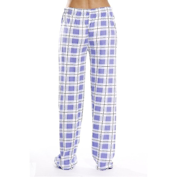 Dam Plaidbyxor med fickor Mjuka Flanell Plaid Pyjamasbyxor för kvinnor CNMR Lila-WELLNGS lila purple L