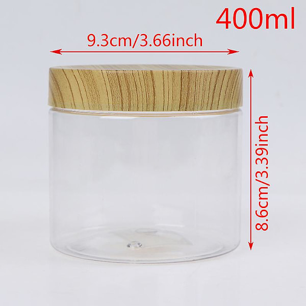 Tom Klar Burkbehållare Med Plastlock i Träimitation Plastförvaringsflaska Clear 400ml
