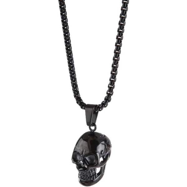 Skull Anheng Halskjede Gotisk Halloween Tilbehør for Kvinner Menn Punk Tilbehør for gutter Julebursdagsgaver til gutter Black