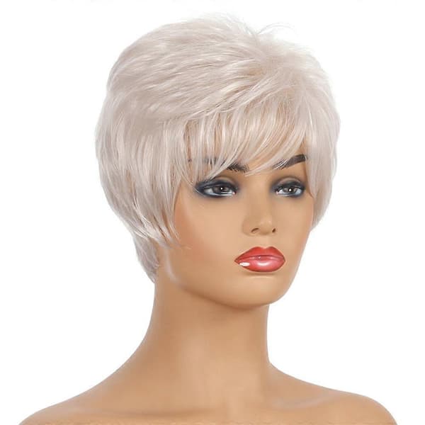 Dam Mode Ljusblond Pixie Hår Peruk Syntetiska Hela Peruker
