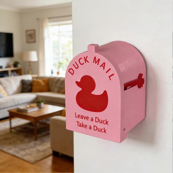 Mini magnetisk postkasse – sødt andedesign til krydstogtskib – til kahytsdør og spil Pink