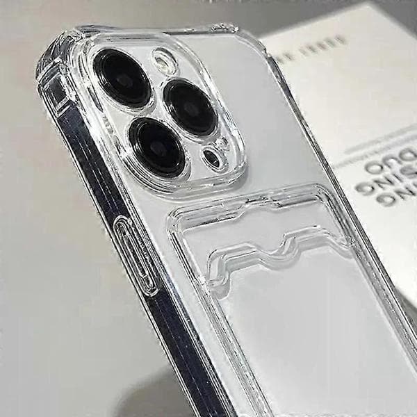 Stötdämpande silikonfodral med kortplats för alla iPhone 15-modeller Transparent iPhone 15